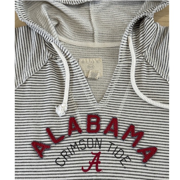 Blue 84 Alabama Crimson Tide Striped Hoodie Pullover V Neck Pocket Women's L - Picture 3 of 8